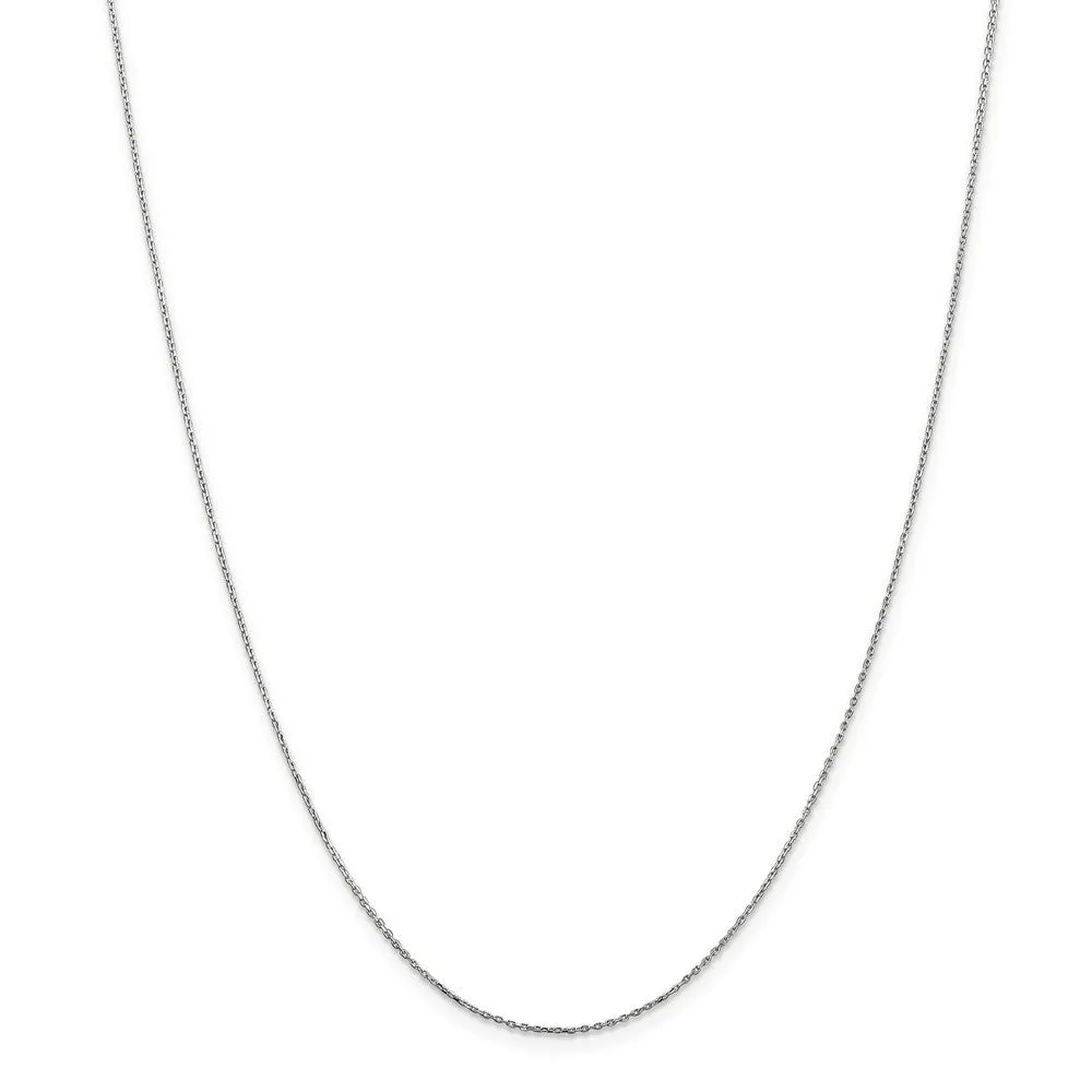 0.8mm 14k White Gold Diamond Cut Cable Chain Necklace