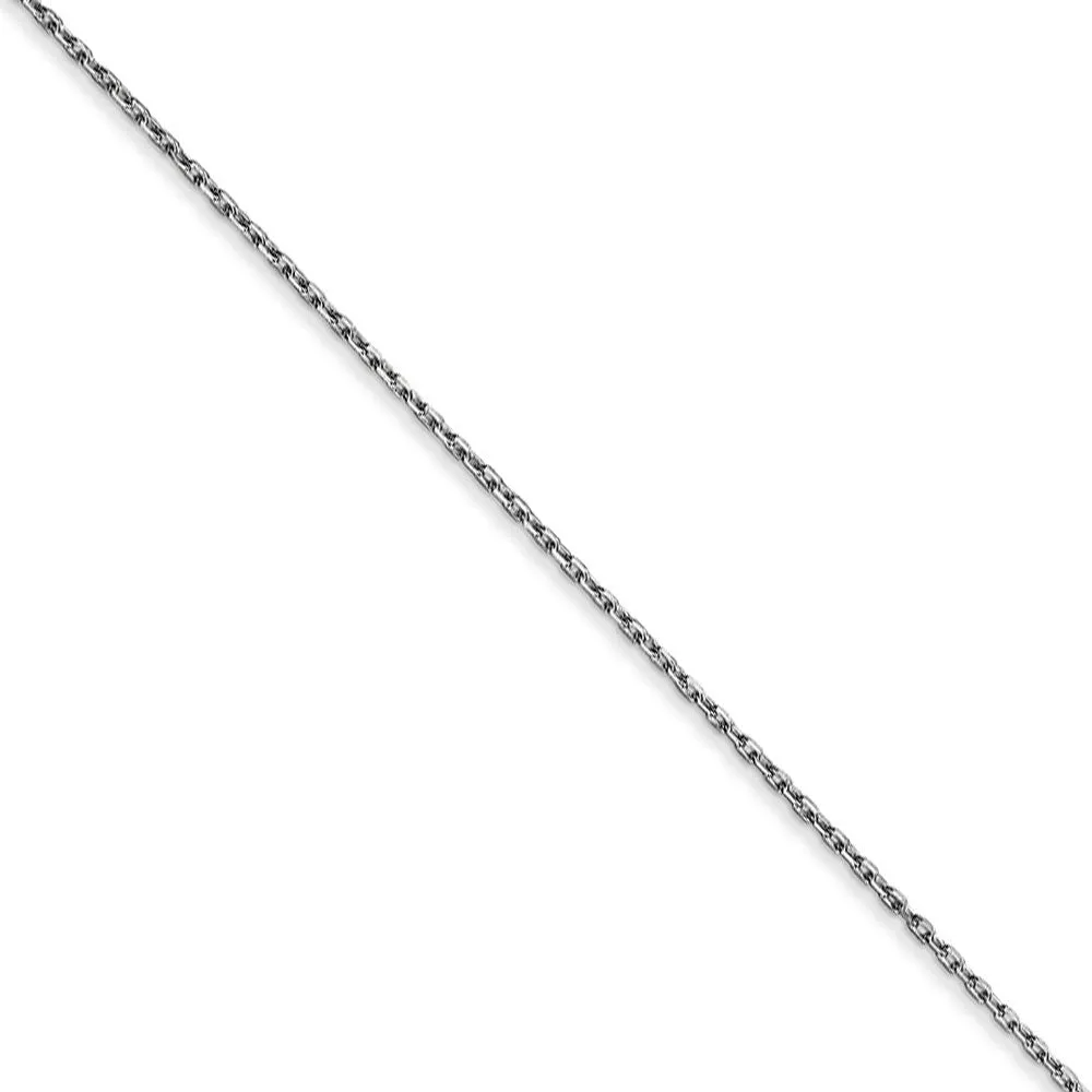 0.8mm 14k White Gold Diamond Cut Cable Chain Necklace