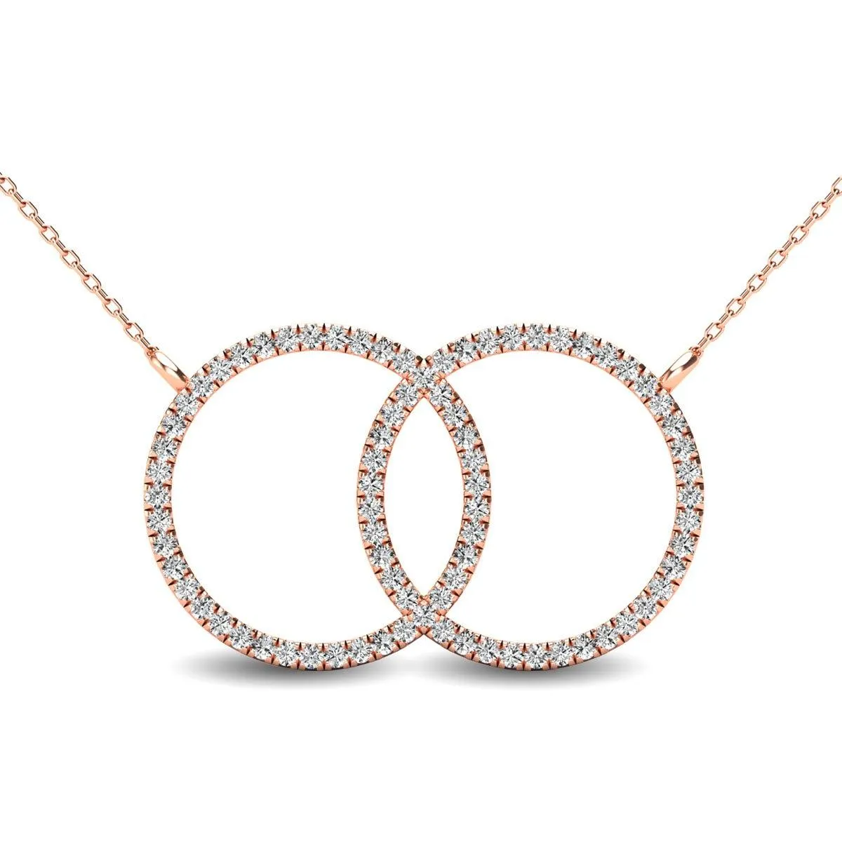 10K Rose Gold 1/5 Ct.Tw. Diamond Circle Necklace