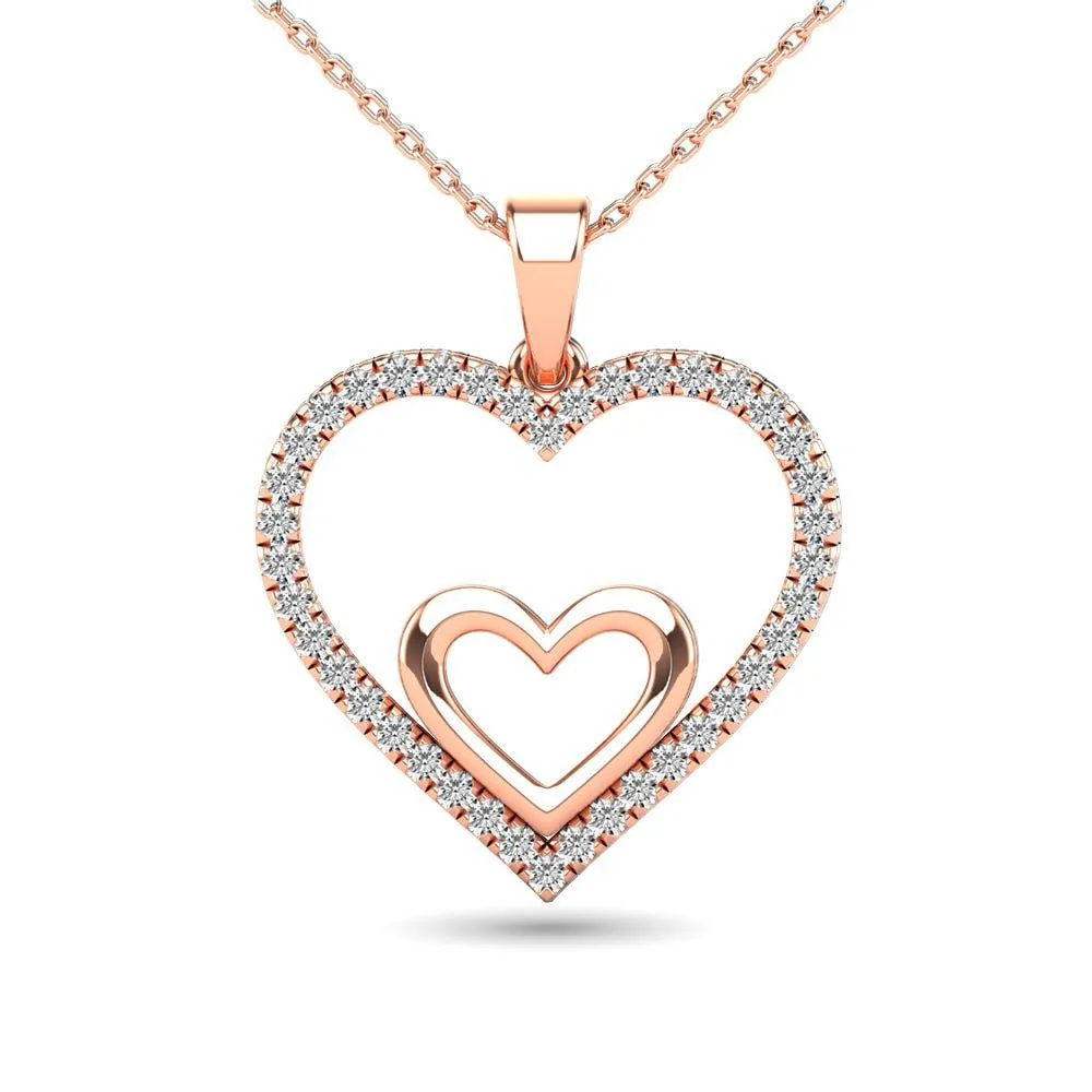 10K Rose Gold 1/5 Ctw Diamond Double Pendant