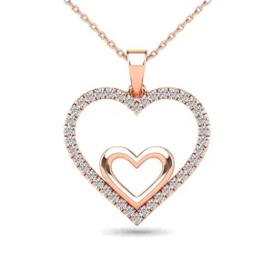 10K Rose Gold 1/5 Ctw Diamond Double Pendant