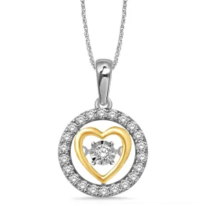 10K Two Tone 1/3 Ctw Moving Diamond Heart Pendant