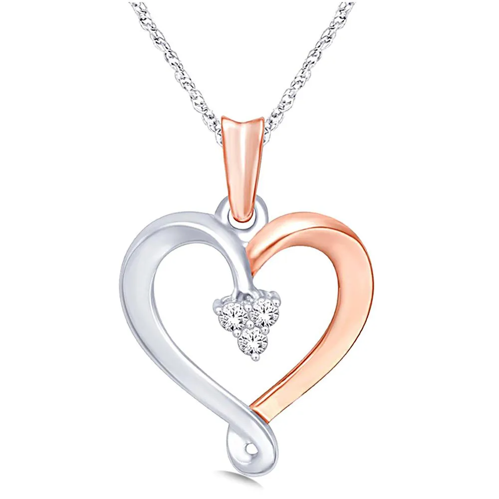 10K Two Tone Gold 1/20 Ct.Tw. Diamond Heart Pendant