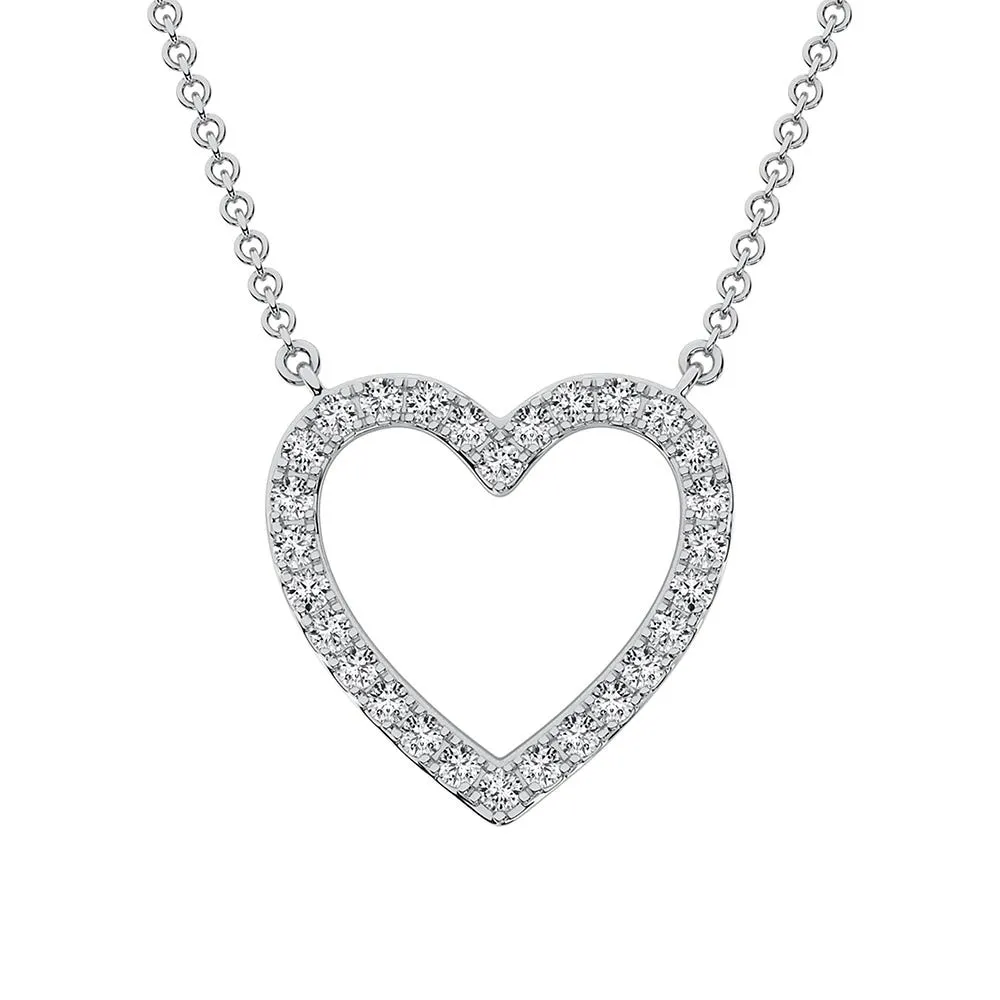 10K White Gold 1/2 Ct.Tw. Diamond Heart Necklace