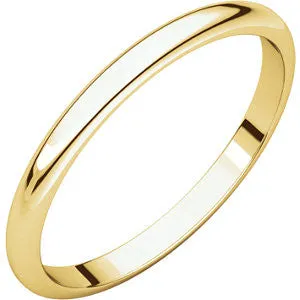 10K Yellow 2mm Half Round Band