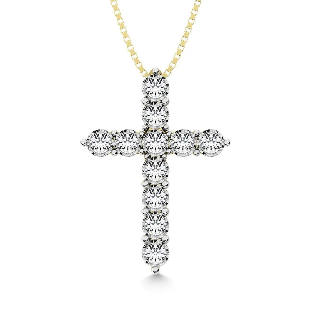 10K Yellow Gold 1/10 Ct.Tw.Diamond Cross Pendant