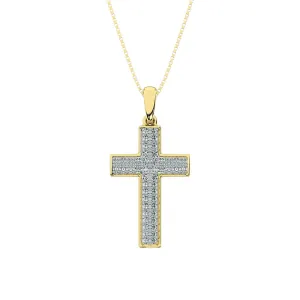 10K Yellow Gold 1/4 Ct.Tw. Diamond Pave Set Cross Pendant