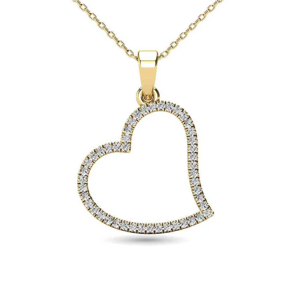 10K Yellow Gold 1/6 Ctw Diamond Heart Pendant