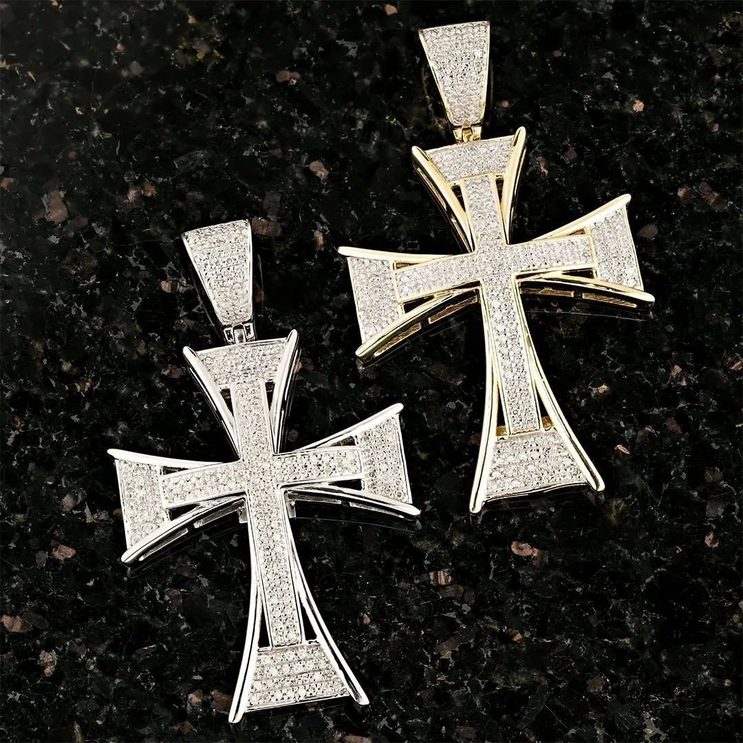 10K Yellow Gold Diamond Cross Pendant 0.59 Ctw