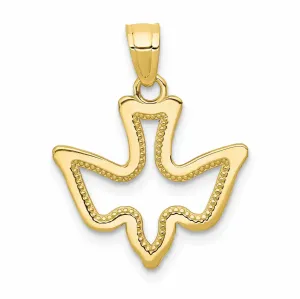 10k Yellow Gold Polished Finish Dove Pendant