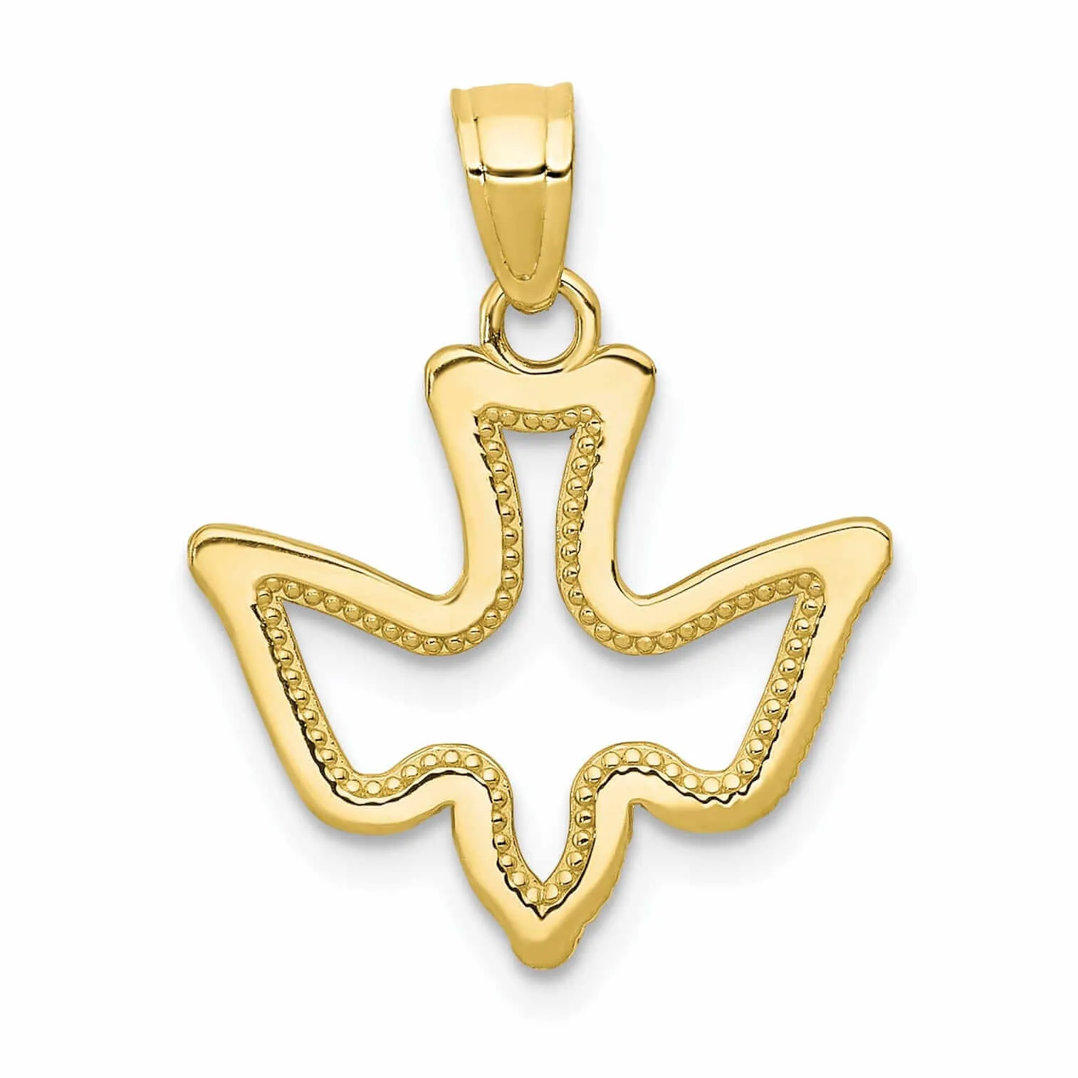 10k Yellow Gold Polished Finish Dove Pendant