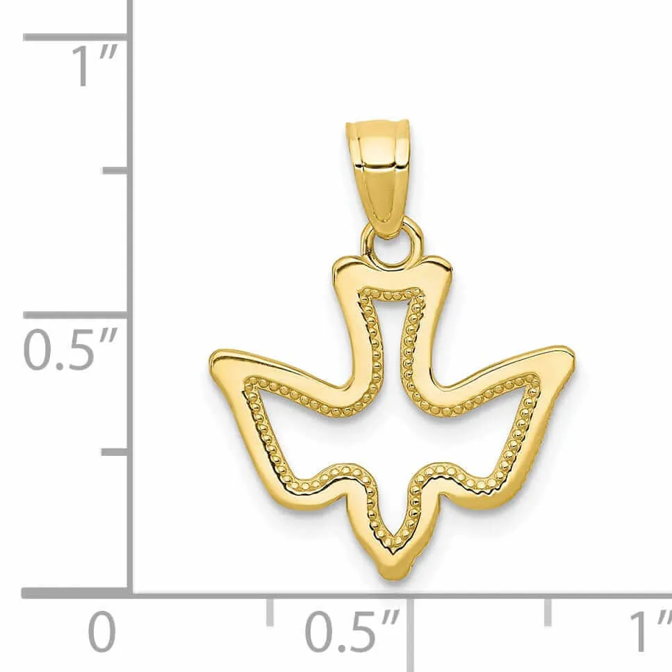 10k Yellow Gold Polished Finish Dove Pendant