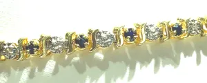 10KY Blue Sapphire & Diamond Tennis Bracelet