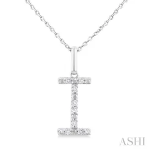 1/20 Ctw Initial 'I' Round Cut Diamond Fashion Pendant With Chain in Sterling Silver