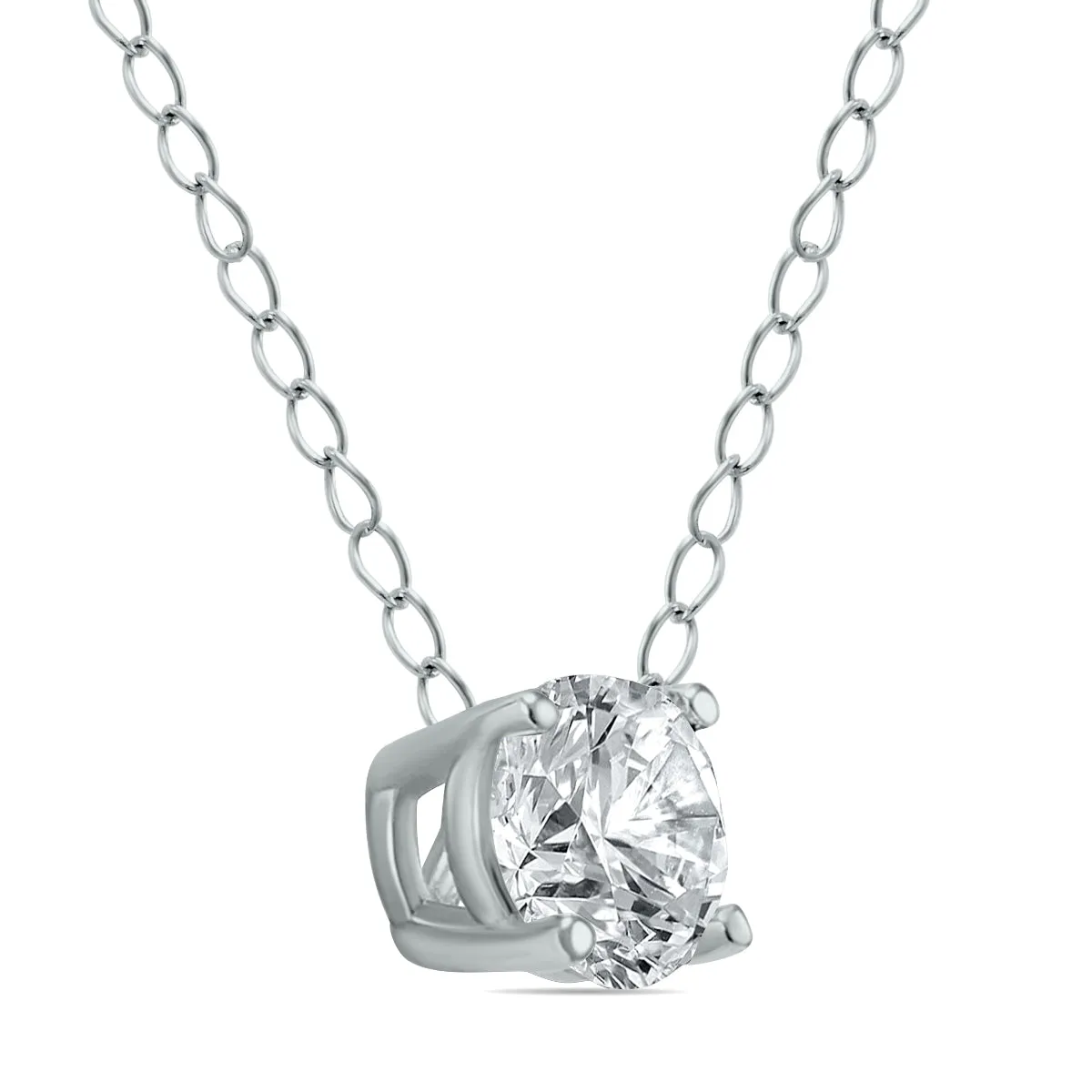 1/3 Carat Floating Round Diamond Solitaire Necklace In 14K White Gold