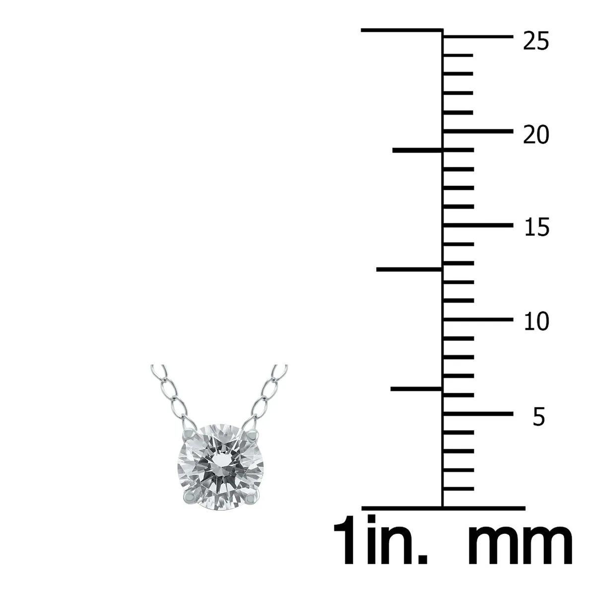 1/3 Carat Floating Round Diamond Solitaire Necklace In 14K White Gold