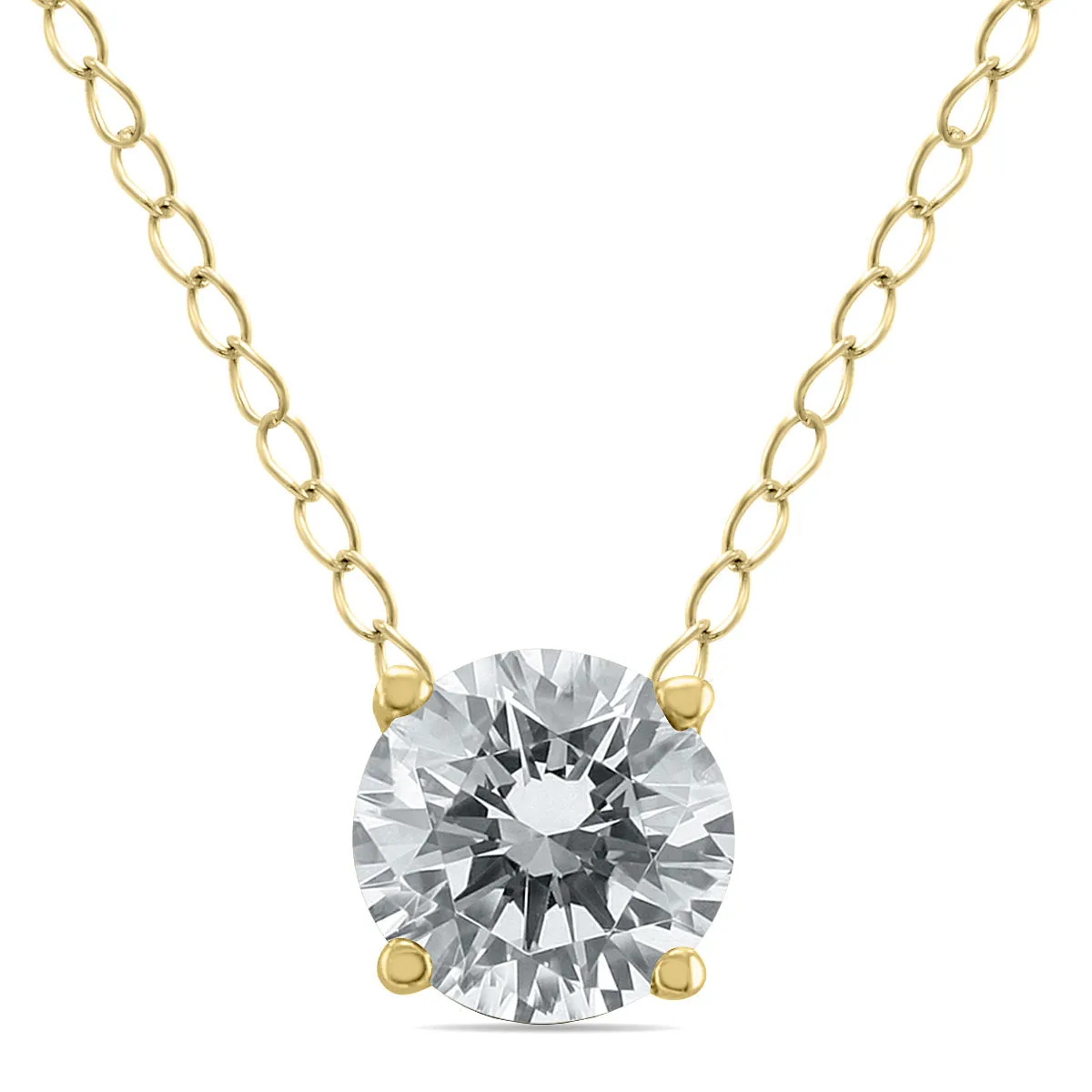 1/3 Carat Floating Round Diamond Solitaire Necklace In 14K Yellow Gold