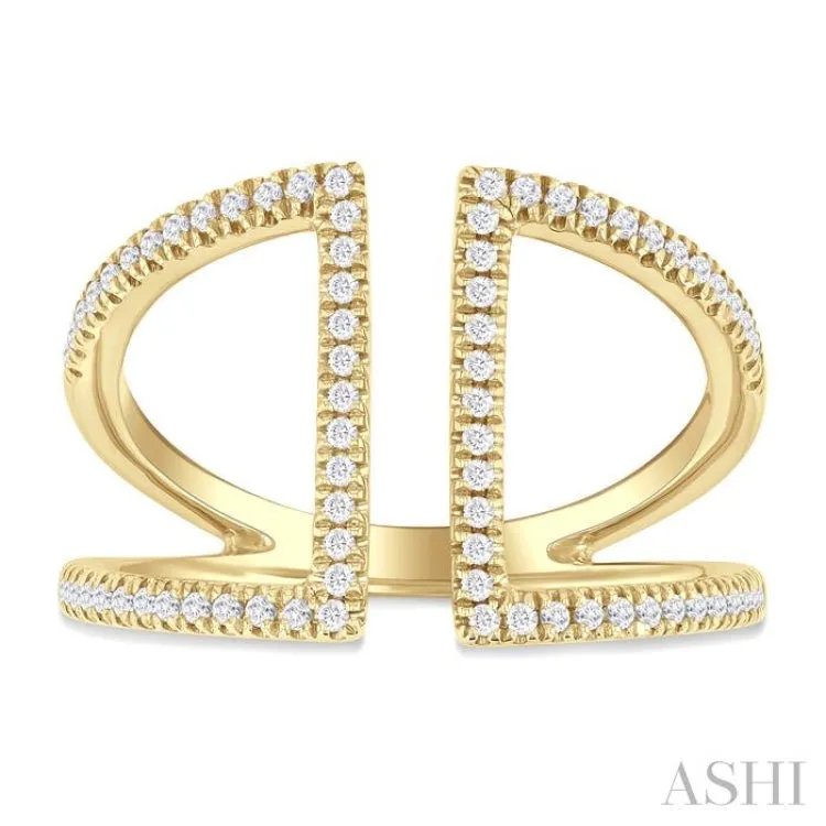 1/3 Ctw Geometric Wide Split Lightweight Round Cut Diamond Open Fashion Ring in 10K Yellow Gold