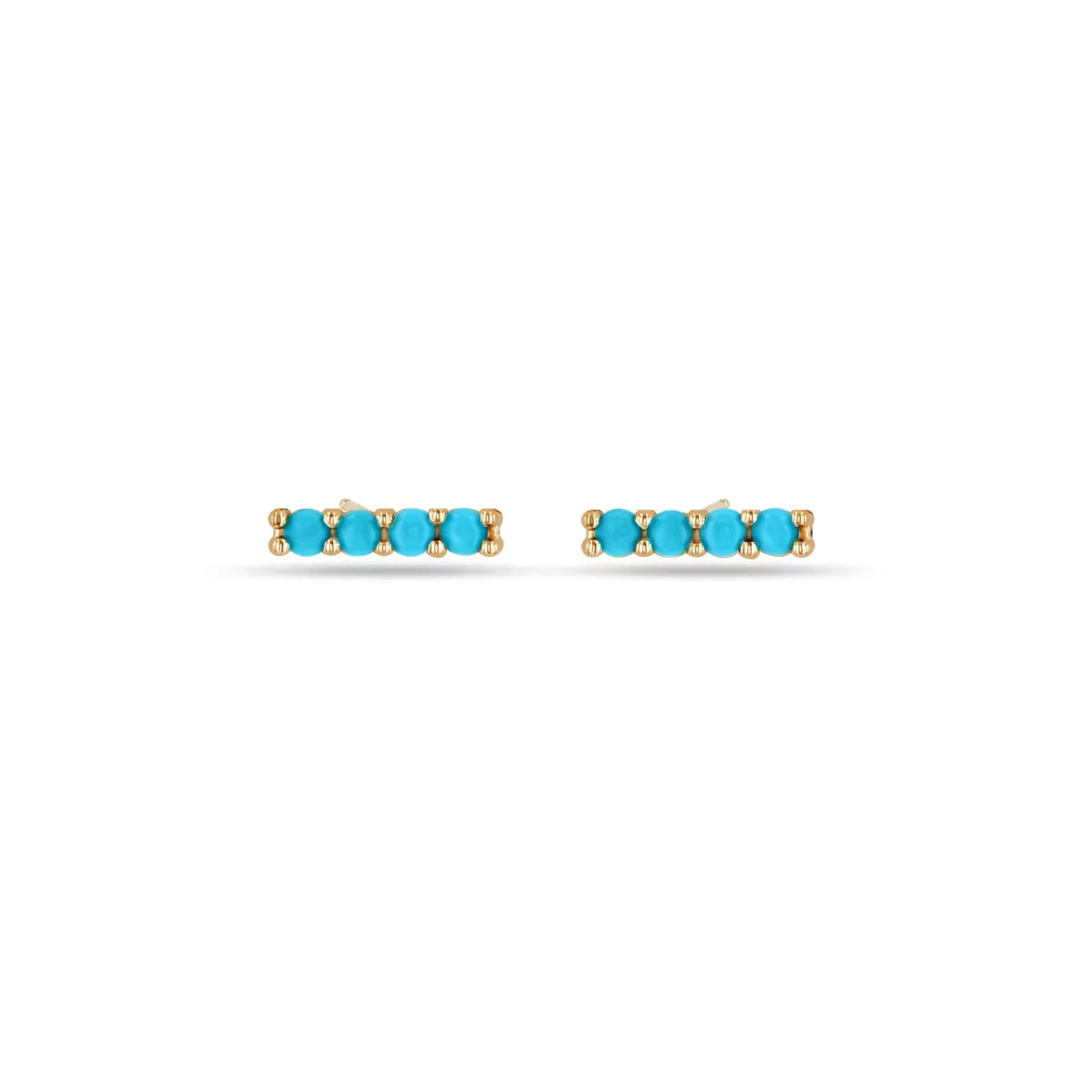 14k 4 Prong Turquoise Bar Studs