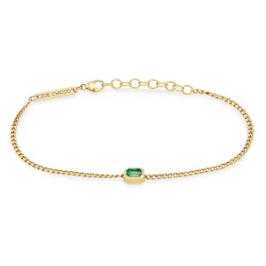 14k Emerald Cut Emerald XS Curb Chain Bracelet