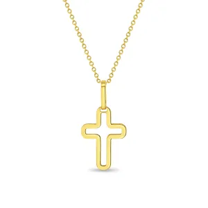 14k Gold Curved Cross Kids / Boy's / Boys Pendant/Necklace