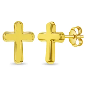 14k Gold Elegant Cross Kids / Teen Earrings