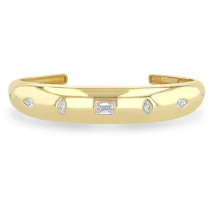 14k Mixed Cut Diamonds Medium Aura Cuff