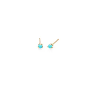 14k Small Turquoise Prong Studs | December Birthstone