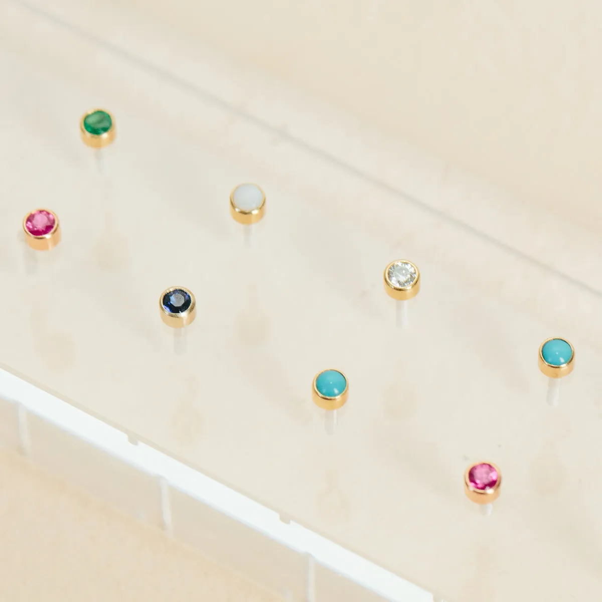 14k Turquoise Bezel Studs