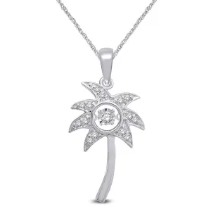 14K White Gold 1/8 Ctw Moving Diamond Sea Life Pendant