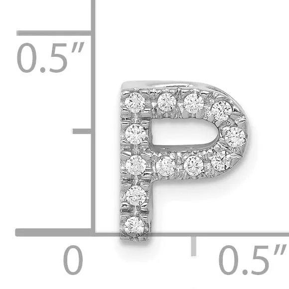 14K White Gold Diamond 0.12-CT Letter P Initial Charm Pendant