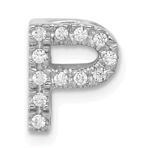 14K White Gold Diamond 0.12-CT Letter P Initial Charm Pendant