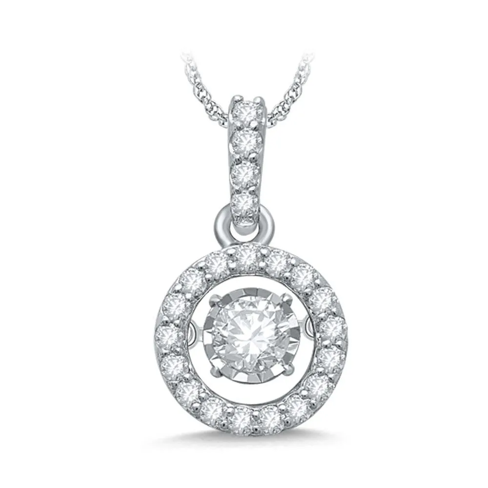 14K White Gold White Gold 1/3 Ct Moving Diamond Fashion Pendant