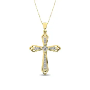 14K Yellow Gold 1/6 Ct.Tw. Diamond Cross Pendant