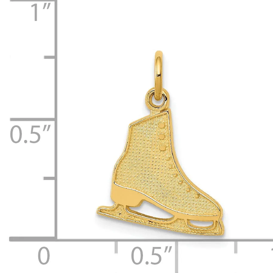 14k Yellow Gold Polished Figure Skate Pendant