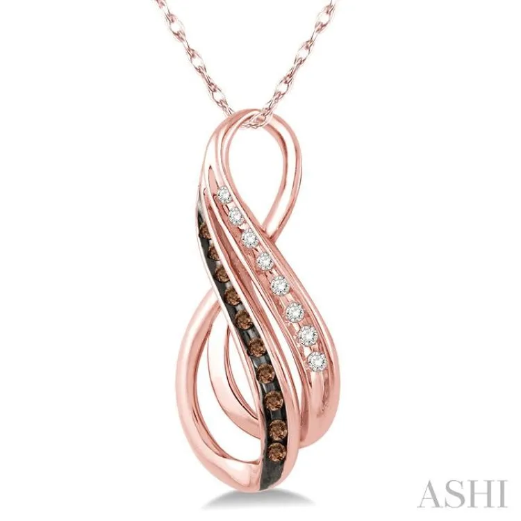 1/8 Ctw White and Champagne Brown Diamond Pendant in 10K Rose Gold with Chain