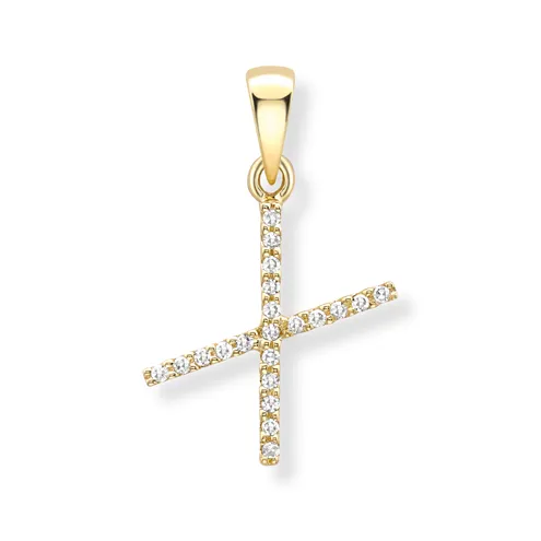 18ct yellow gold diamond initial pendants A-Z