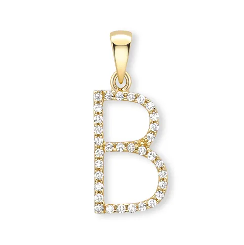 18ct yellow gold diamond initial pendants A-Z