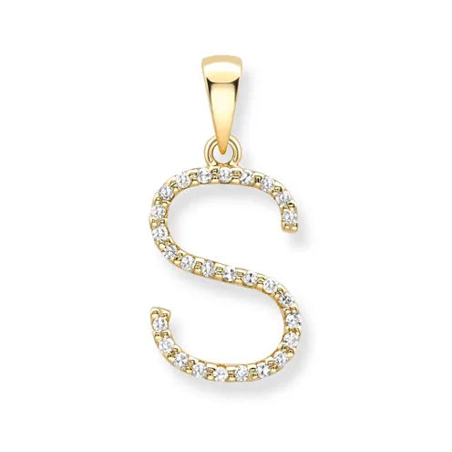 18ct yellow gold diamond initial pendants A-Z