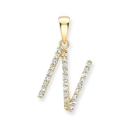 18ct yellow gold diamond initial pendants A-Z