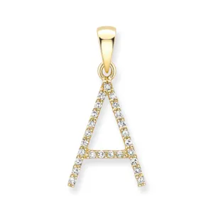 18ct yellow gold diamond initial pendants A-Z