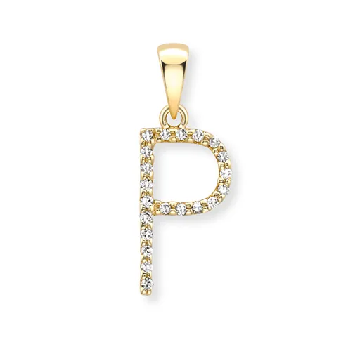 18ct yellow gold diamond initial pendants A-Z