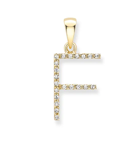 18ct yellow gold diamond initial pendants A-Z