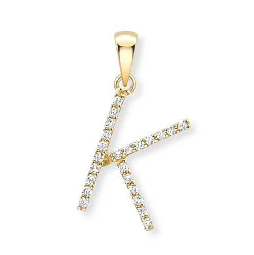 18ct yellow gold diamond initial pendants A-Z