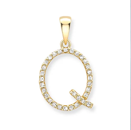 18ct yellow gold diamond initial pendants A-Z