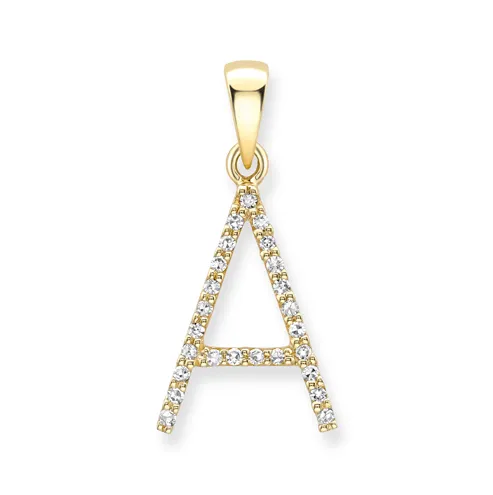 18ct yellow gold diamond initial pendants A-Z