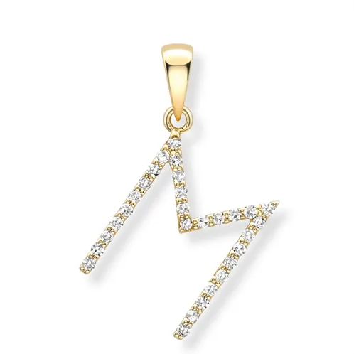 18ct yellow gold diamond initial pendants A-Z