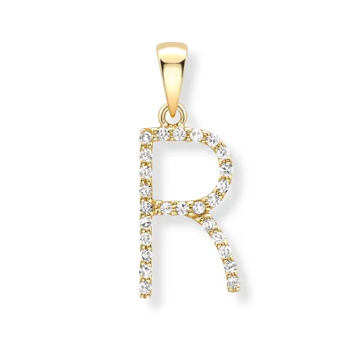 18ct yellow gold diamond initial pendants A-Z