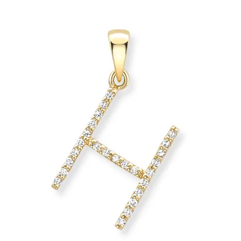 18ct yellow gold diamond initial pendants A-Z