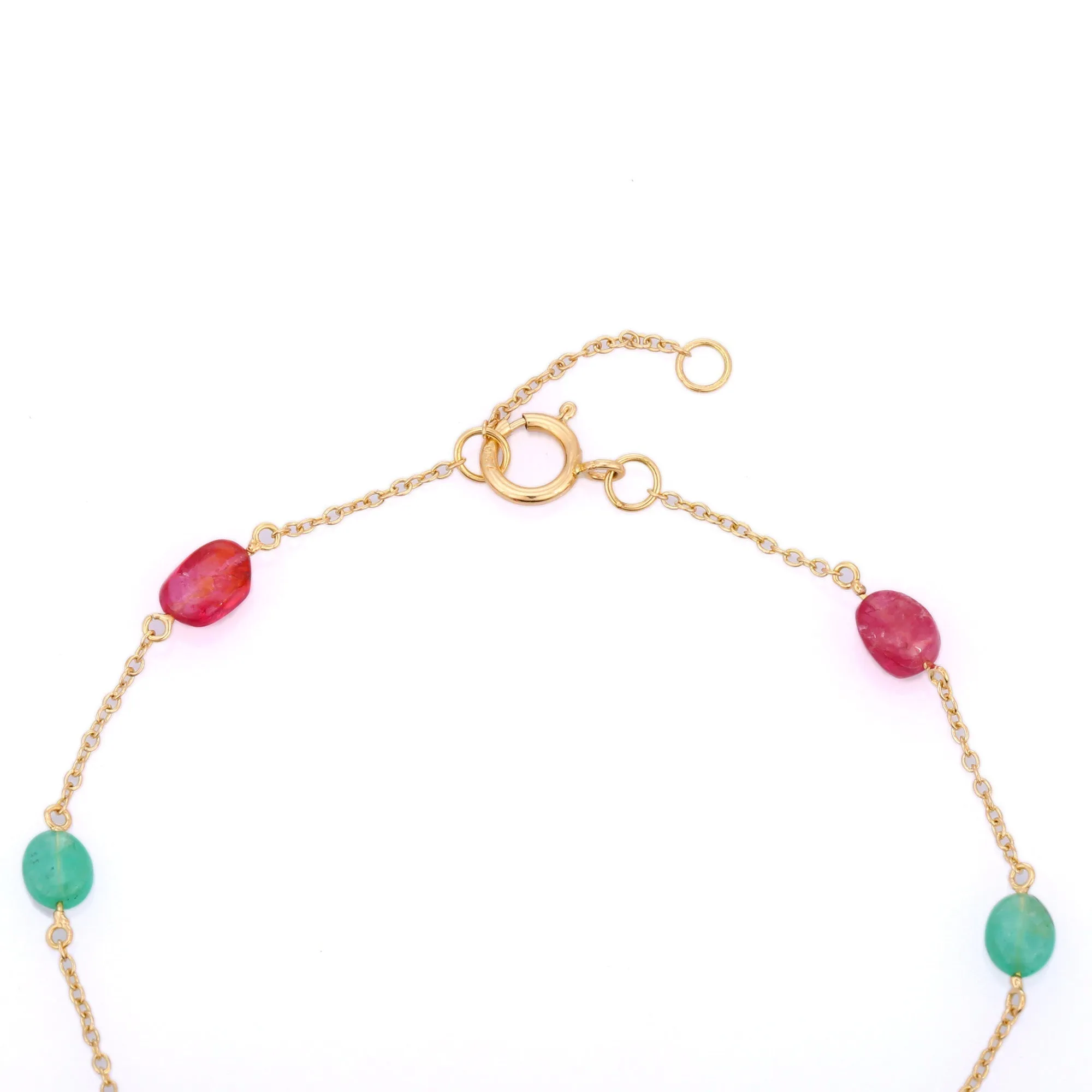 18K Ruby and Emerald Gemstone Bracelet